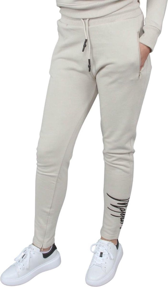 Malelions Women Signature Trackpants - Beige/Black - M