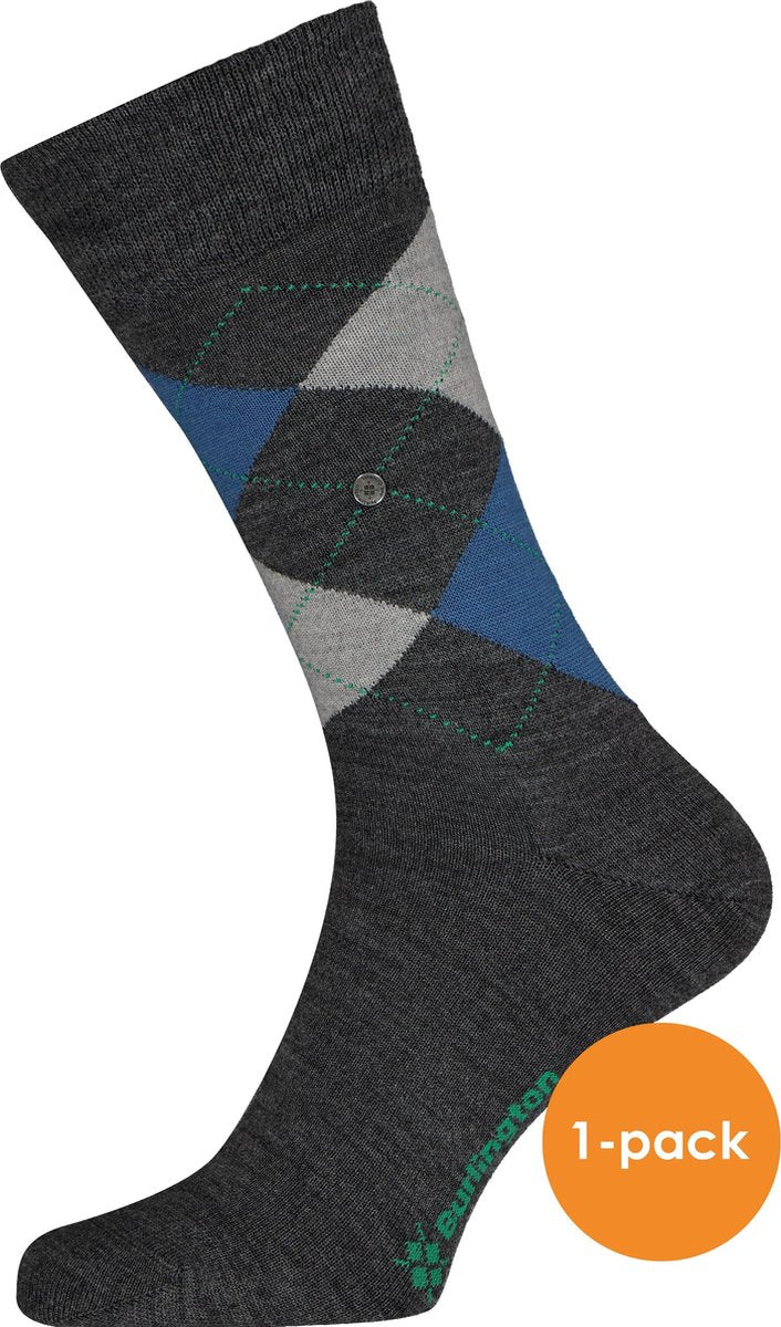 Burlington Edinburgh Herensok 21182 - Grijs 3090 anthra.mel Heren - 40-46