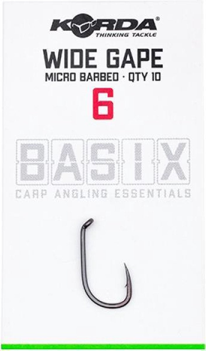 Korda Basix Wide Gape - Haak - Maat 6 - Grijs