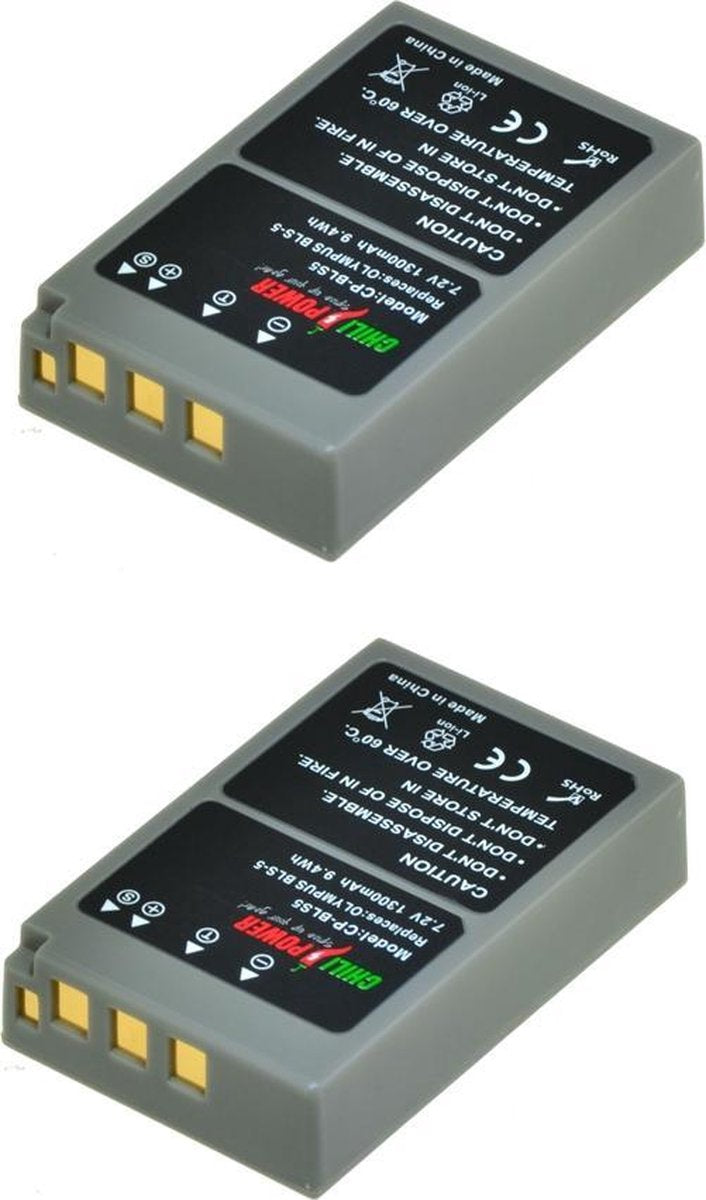 ChiliPower Olympus BLS-5 / PS-BLS5 camera batterij - 2 stuks verpakking
