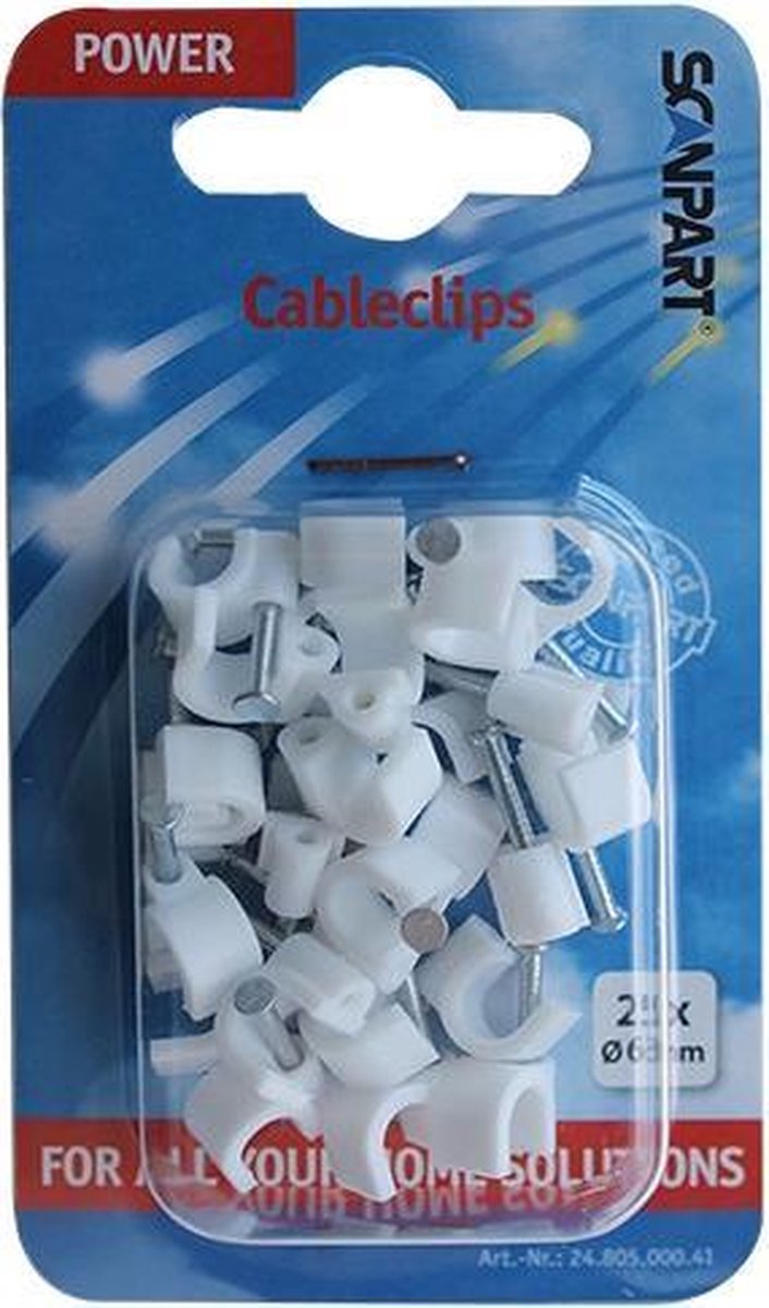 Scanpart Snoerclips 6mm Rond Wit A25