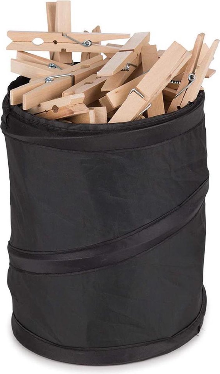 LaundrySpecialist® - Wasknijperzak met ophanglus - Polyester - Zwart