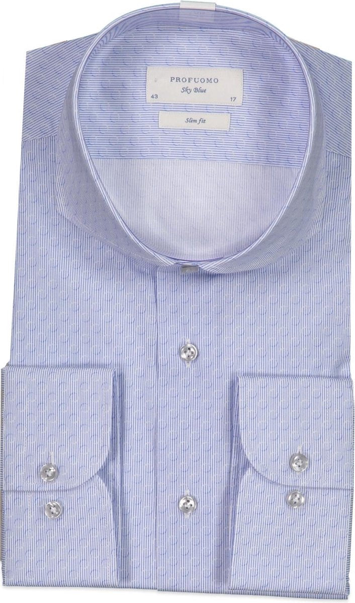 Profuomo   Overhemd Blauw Getailleerd - Maat UK15-EU38 - Heren - Never out of stock Collectie - Katoen