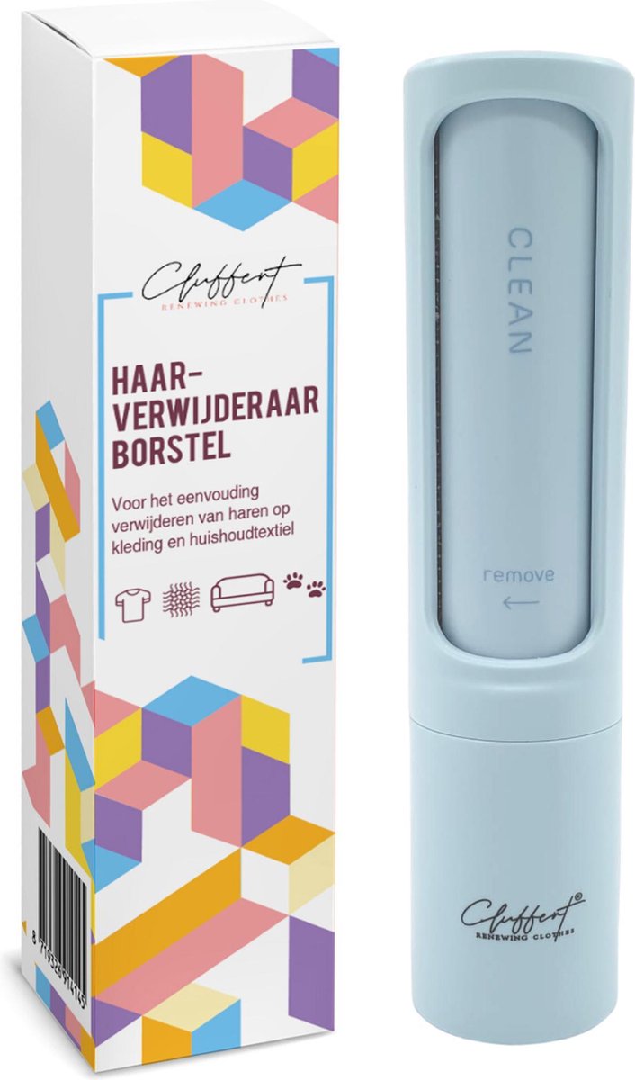 Cluffert - Kledingroller - Pluizenverwijderaar - Herbruikbare kleefroller - Dierenhaar verwijderaar - Blauw