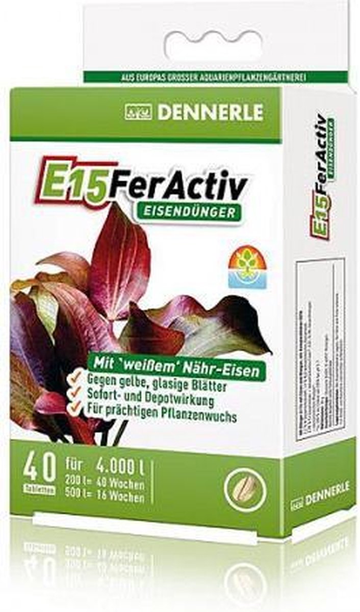 Dennerle E15 FerActiv - Ijzer mest voor Aquarium Planten - 40 tabletten