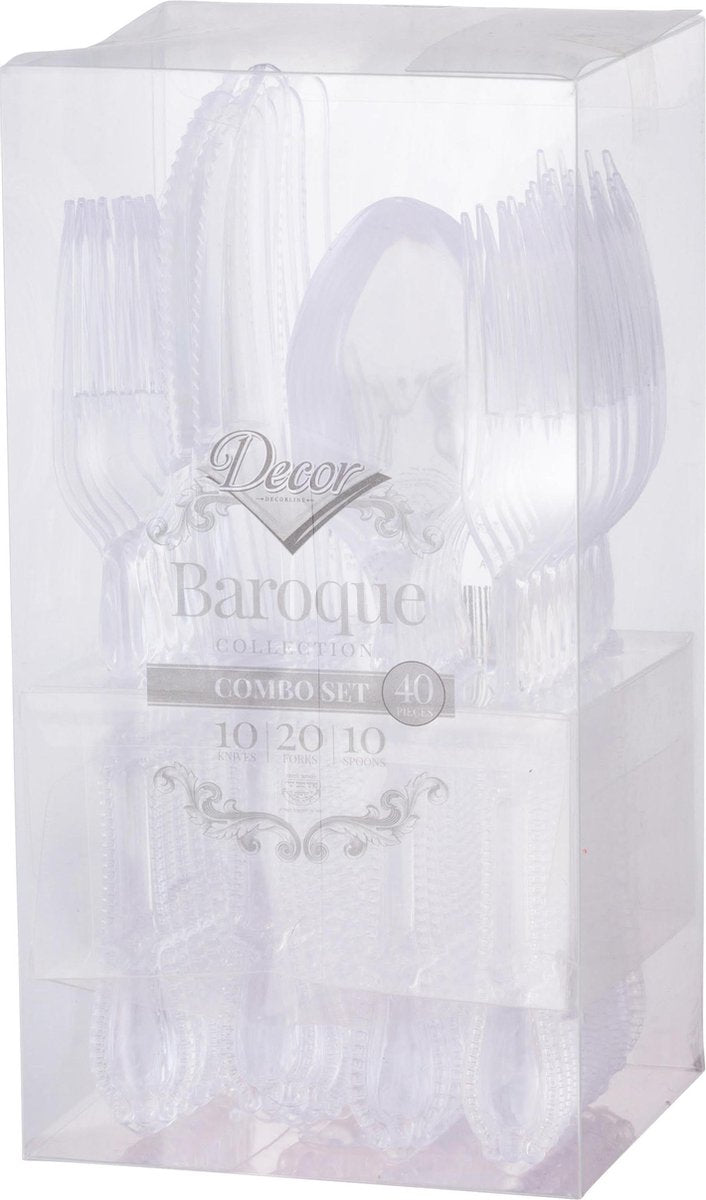 Baroque transparant bestek set 40 stuks