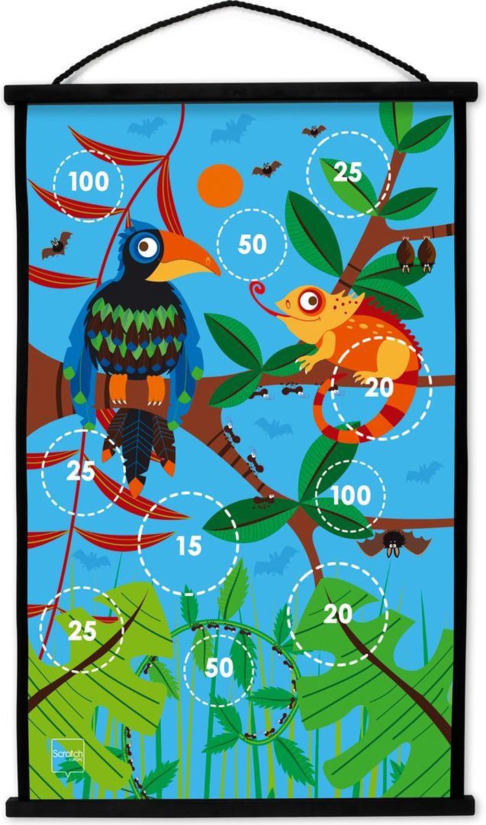 Scratch Dartbord Jungle Start To Dart 2-zijdig Met Dartpijlen