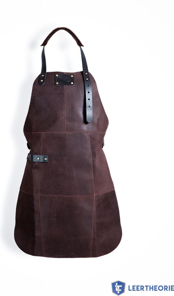 Lederen BBQ Schort - Vrouw -  Leren Schort dames - Professionele Kookschort – Kokschort – Bruin - Echt Leer Leren Schort - Lederen Schort – Moederdag – Stoer Cadeau voor Vrouw Mama Oma – 79 cm x 55 cm