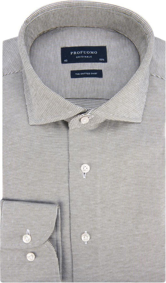 Profuomo Slim fit Knitted Overhemd Heren lange mouw