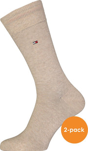 Tommy Hilfiger Classic Socks (2-pack) - herensokken katoen - beige -  Maat: 47-49