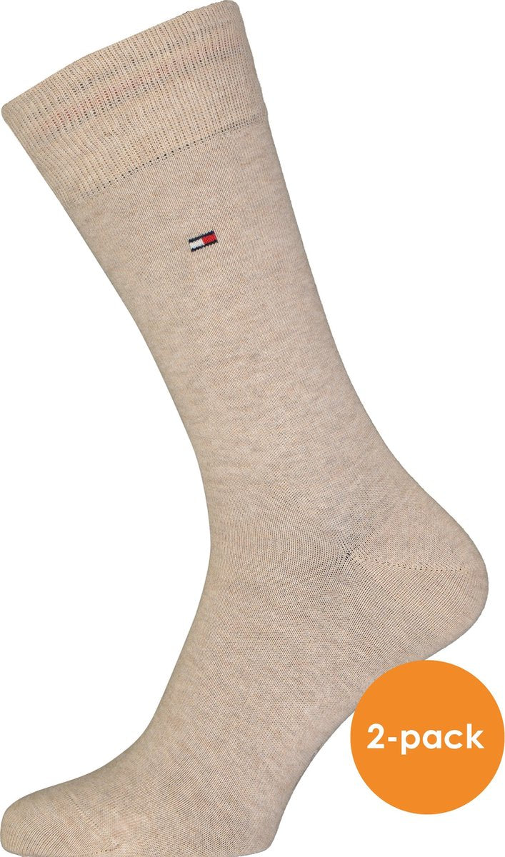 Tommy Hilfiger Classic Socks (2-pack) - herensokken katoen - beige -  Maat: 47-49