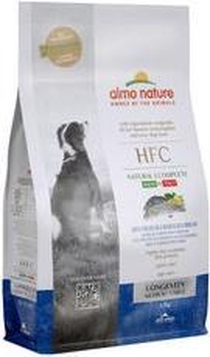 Almo Nature - Hond HFC Longevity brokken voor middelgrote tot grote honden - zeebaars en zeebrasem of varkensvlees - 8kg