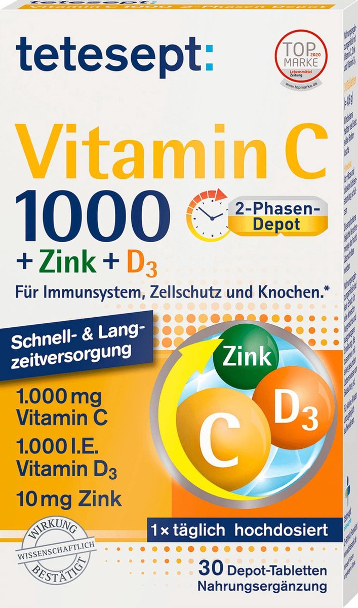 tetesept Vitamine C + zink + D3 (30  tabletten)