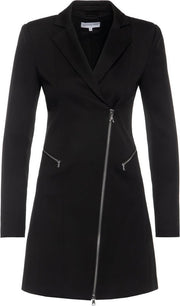 Patrizia Pepe • lange zwarte blazer met ritsen • maat 36 (IT42)