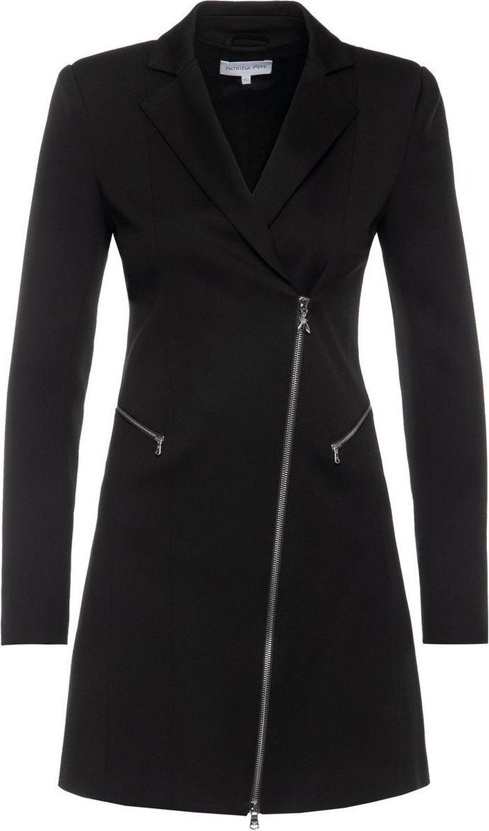 Patrizia Pepe • lange zwarte blazer met ritsen • maat 36 (IT42)