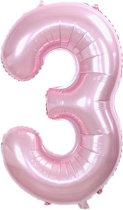 Folie Ballon Cijfer 3 Jaar Roze 36Cm Verjaardag Folieballon Met Rietje