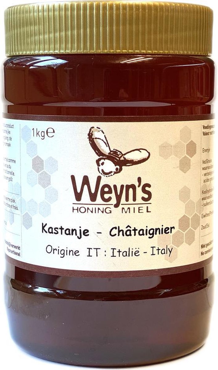Kastanjehoning vloeibaar Italie - 1kg - Weyn's - Honing vloeibaar