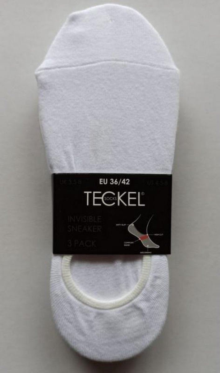 Teckel - 3 Paar witte Footies - Wit - Maat 36/42 - Invisible Sneaker