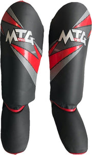 Punch Round MTG Pro Kickboks Scheenbeschermers Zwart Rood Kies uw maat: M