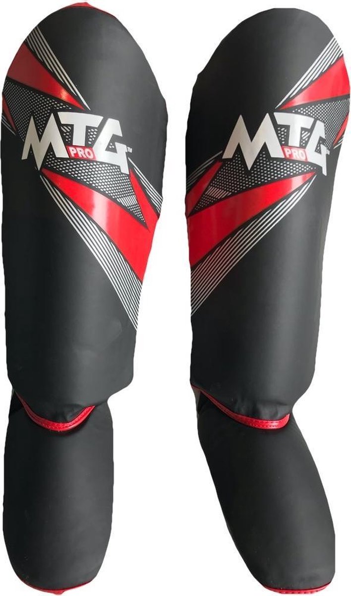 Punch Round MTG Pro Kickboks Scheenbeschermers Zwart Rood Kies uw maat: M