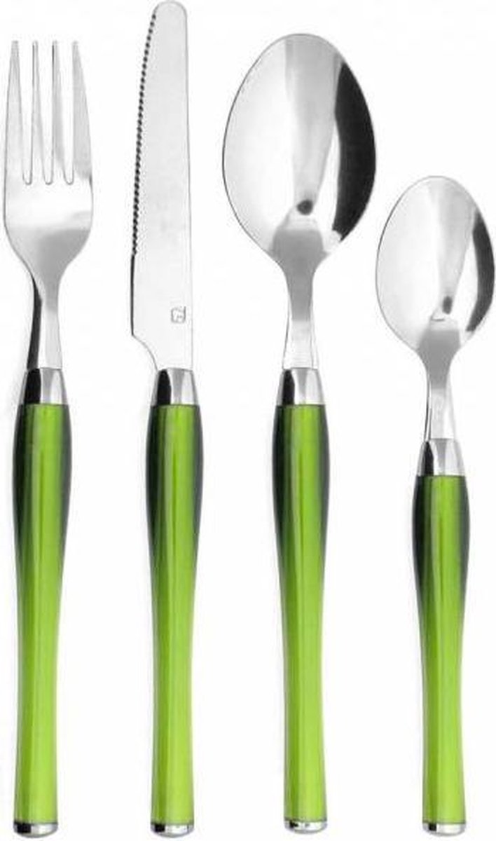 Purity - Groen - Bestekset 24 delig - Met Mand - RVS