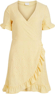 VILA VILACEI S/S FRILL DRESS Sunlight Dames Jurk - Maat 42
