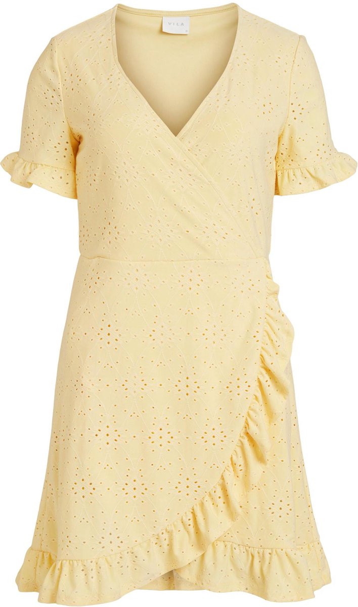 VILA VILACEI S/S FRILL DRESS Sunlight Dames Jurk - Maat 42
