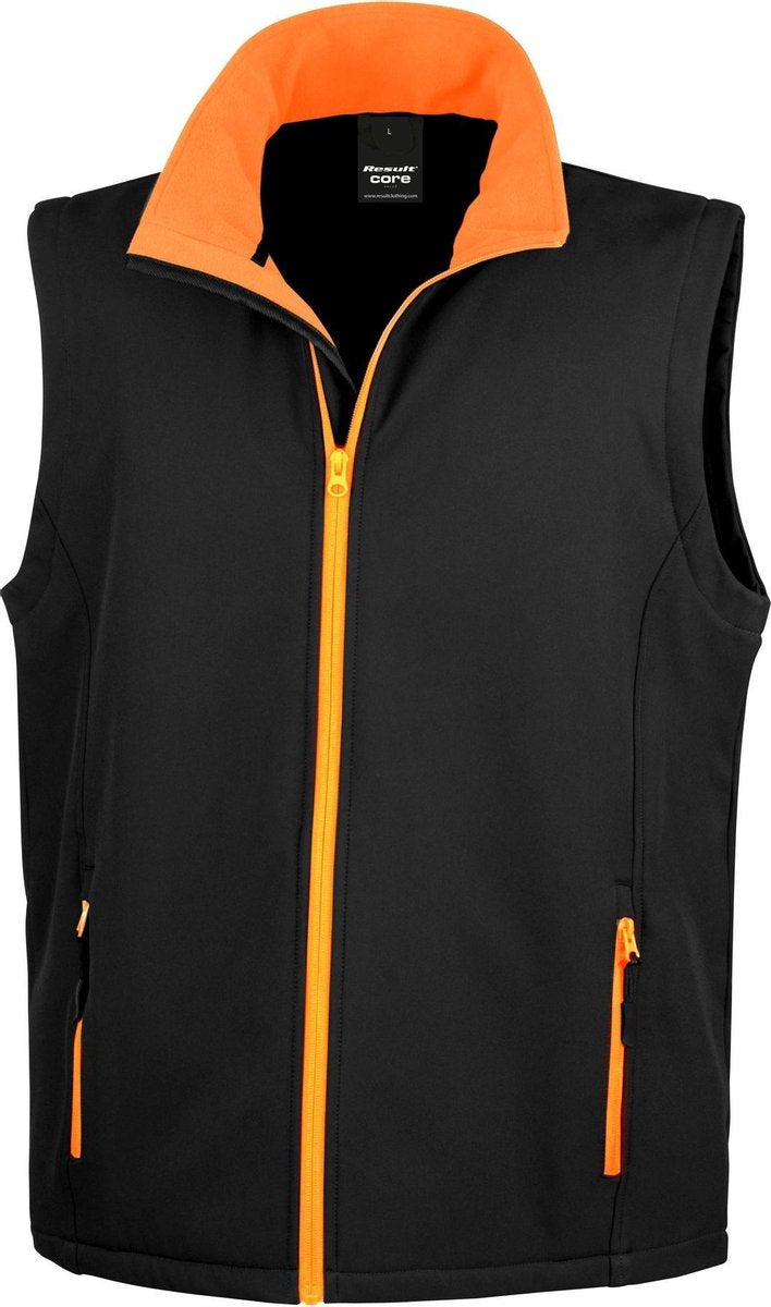 Result Heren Core Printable Softshell Bodywarmer (Zwart / Oranje)