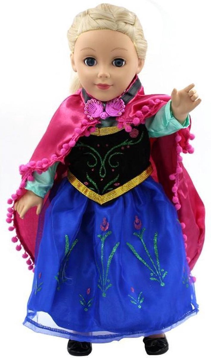 Dolldreams | Prinses Anna jurkje met cape voor Baby Born en andere poppen met lengte 40-45 cm. Poppenkleertjes voor meisjes pop