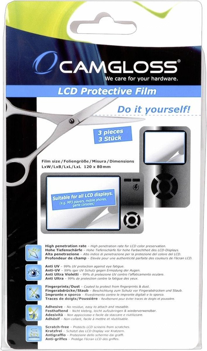 1x3 Camgloss Displaycover Navi Univers. Do it yourself 120x90mm