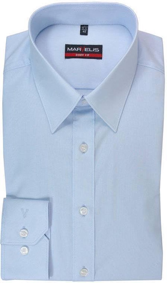 Marvelis strijkvrij overhemd body fit licht blauw (6799-64-10N)