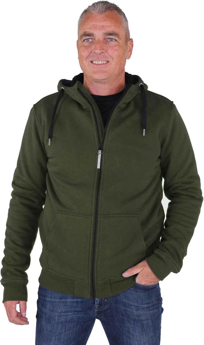 BJØRNSON Sweatvest Teddy Voering Heren Olijfgroen - Maat 5XL - KENNY