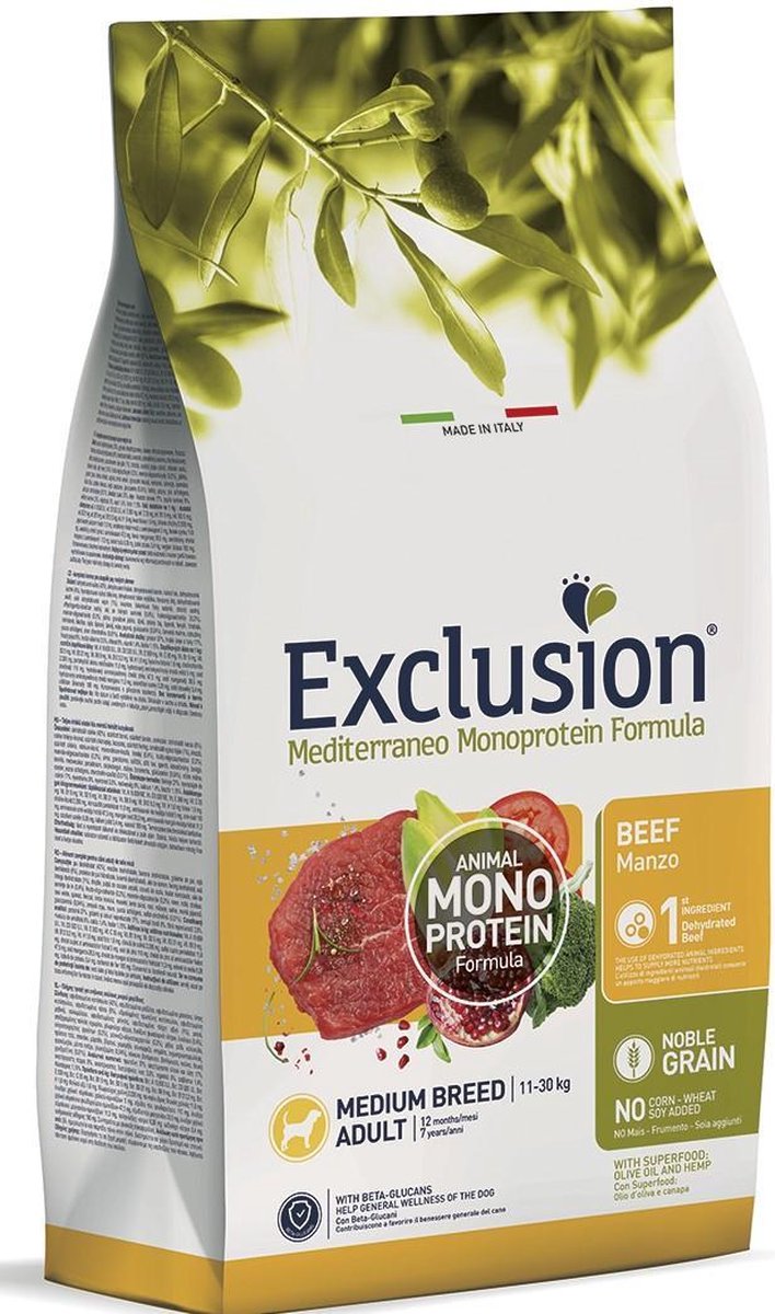 Exclusion Mediterraneo medium beef 12 kilo