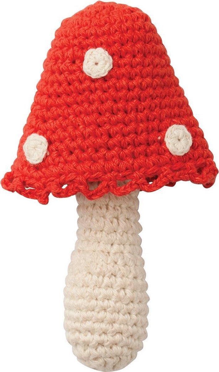Hoppa - Gehaakte Baby Rammelaar - Mushroom - One size