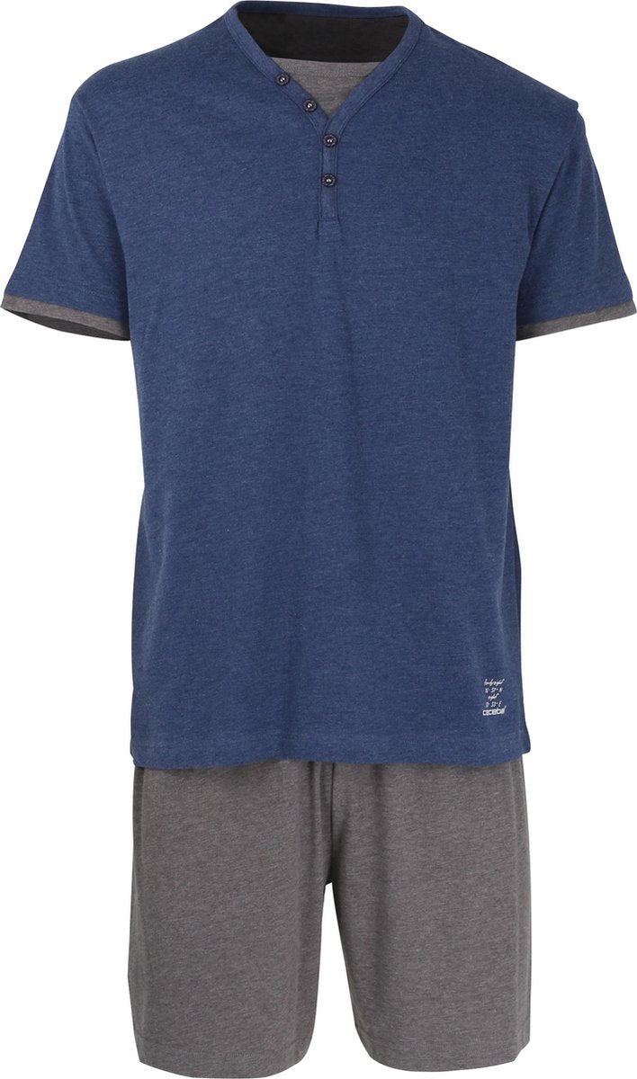 Ceceba heren shortama - blauw met grijs -  Maat: S