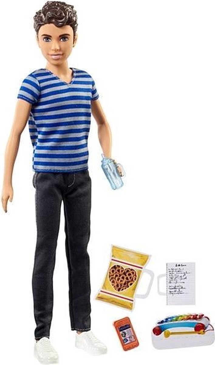 BARBIE - Babysitterchips - Doll Box Mannequin - Babysitter met poppenjongen met pretzels
