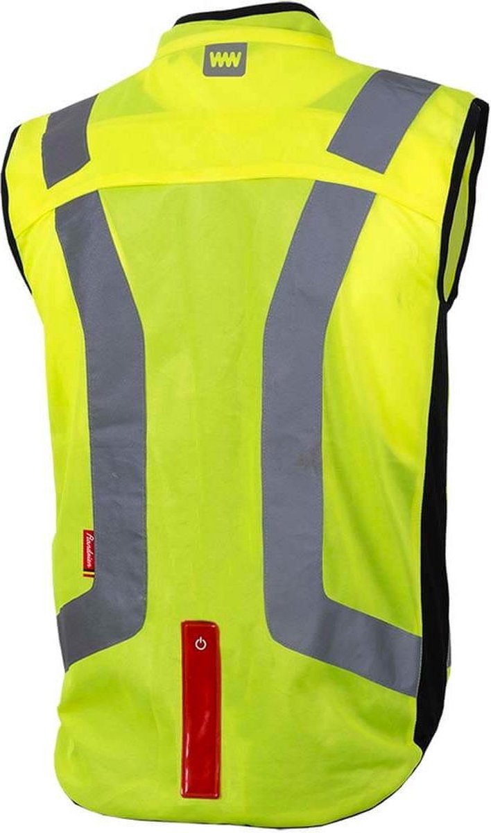 Wowow Flandrien  Fietsjas met geïntegreerde led licht op de rug  - Maat L  - Unisex - geel/zilver/zwart