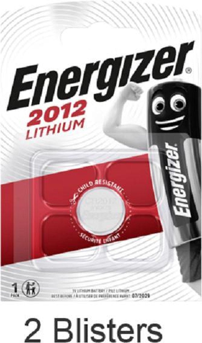 2 stuks (2 blisters a 1 stuk) Energizer Lithium Knoopcel Batterij CR2012  3V