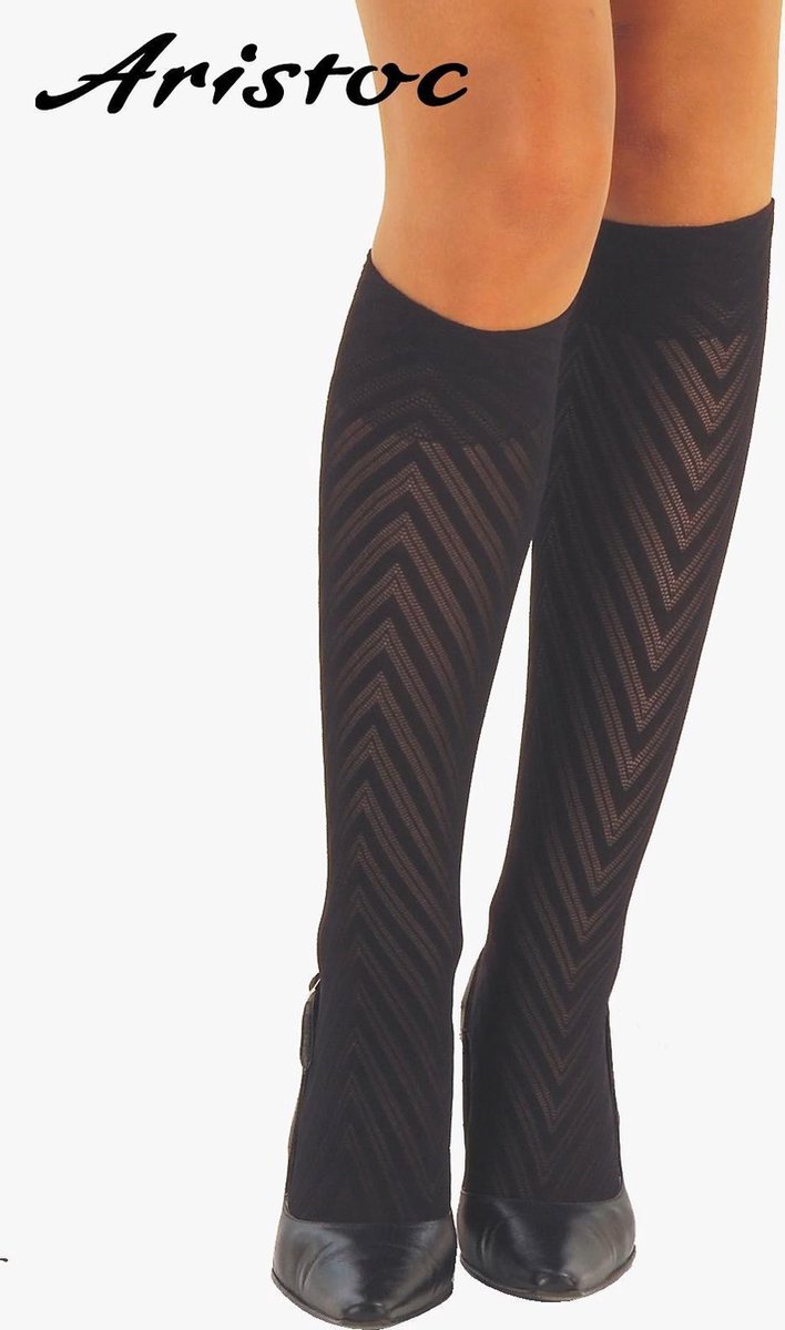 40 Denier Chevron Chocolate Kneehigh - one size -