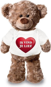 Knuffelbeer ik vind je lief met rood hartje 24 cm - Valentijn/ romantisch cadeau