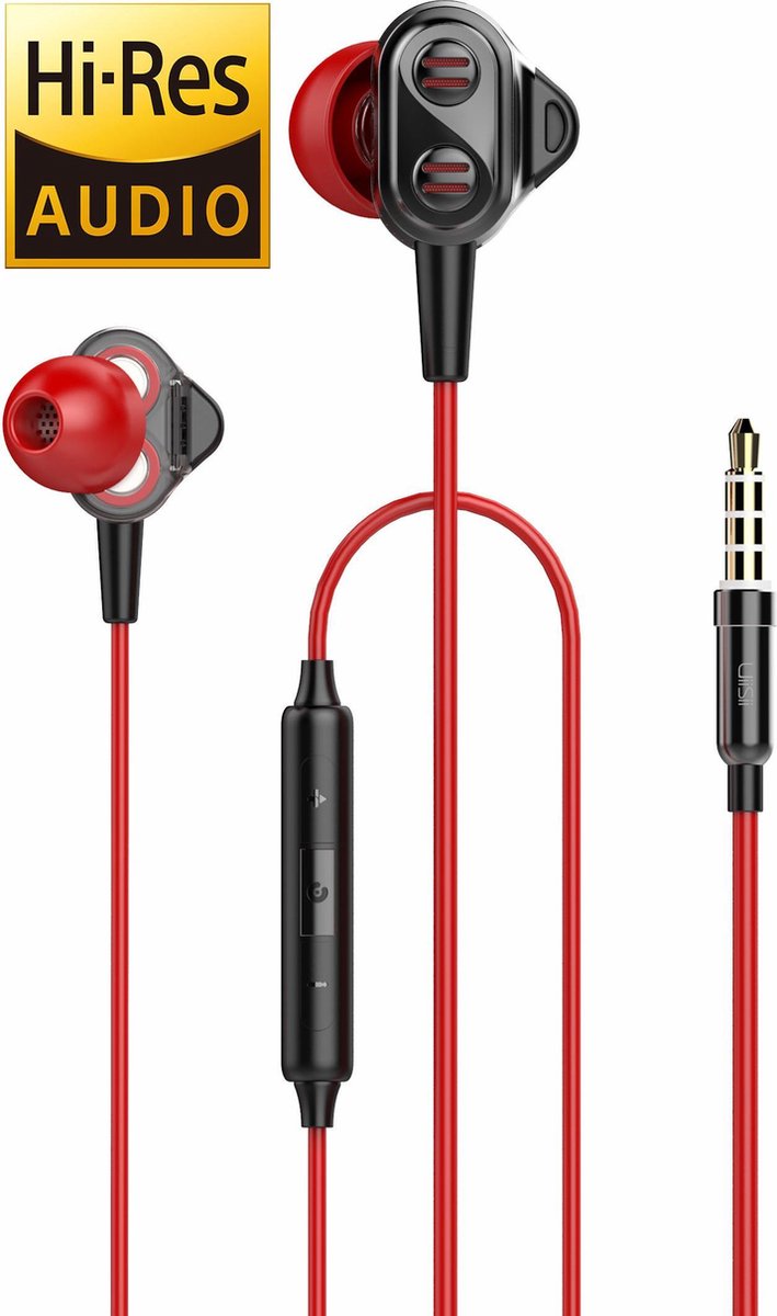 UiiSii DT800 Rood - Hi-Res in-ear oortjes van professionele studio kwaliteit - Dual Balanc