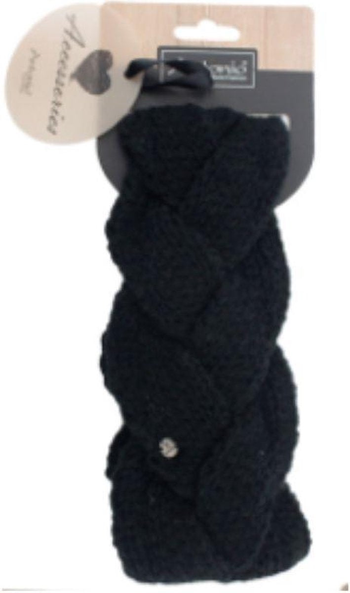 Hoofdband | Hoofdband vrouwen | Oorwarmers |Grofgebreide| One Size | Zwart