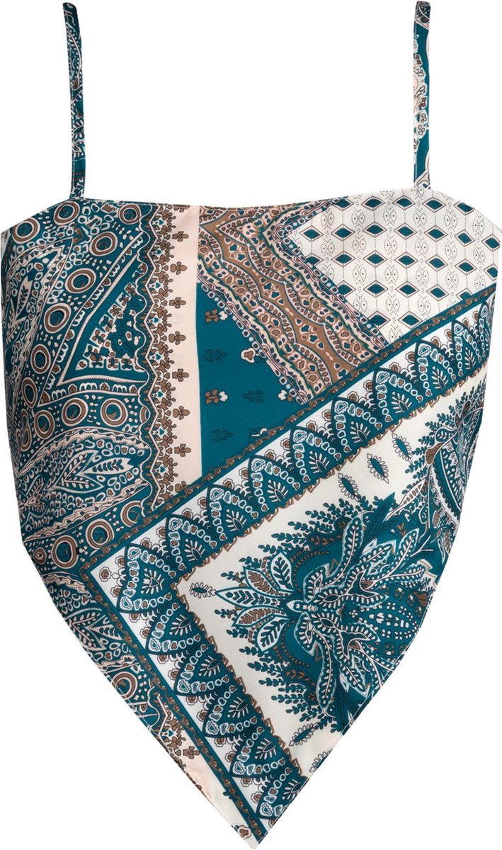Printed scarf top blue