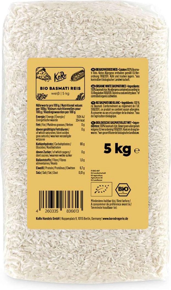 KoRo | Biologische basmati rijst wit | 5 kg