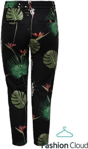 ONLY CARMAKOMA GOLDTRASH AOP BLACK LEAVES PANT