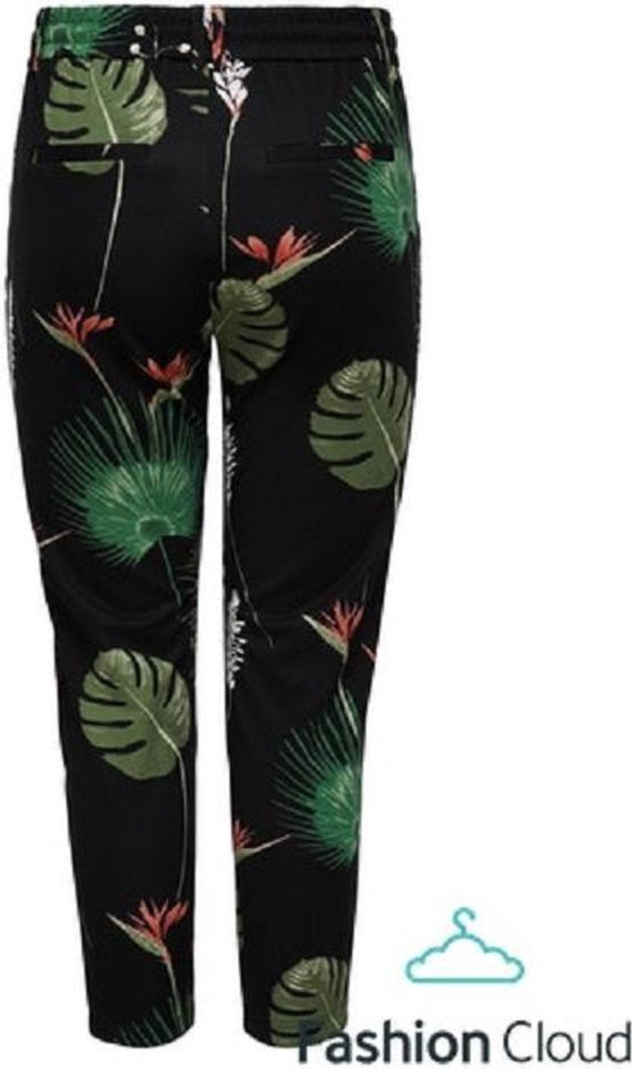 ONLY CARMAKOMA GOLDTRASH AOP BLACK LEAVES PANT
