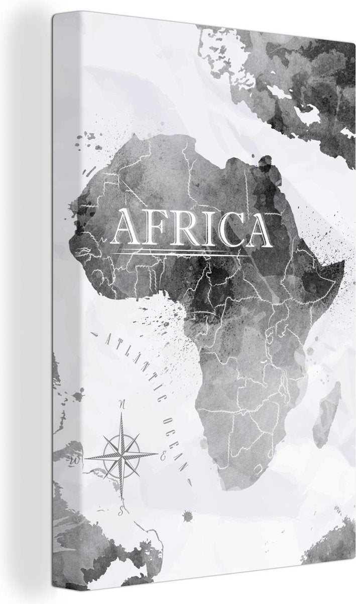 Canvas Schilderijen - Wereldkaart - Afrika - Verf - 120x180 cm - Wanddecoratie XXL