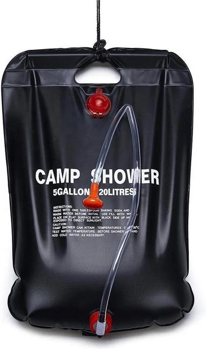 Baymate 20L Water Zakken Outdoor Camping Douche Tas Zonne-energie Draagbare Vouwen Wandelen Klimmen Bad Apparatuur Douchekop Schakelbaar Black