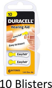 60 Stuks (10 Blisters a 6 st) Duracell Hearing Aid DA10 1.4V niet-oplaadbare batterij