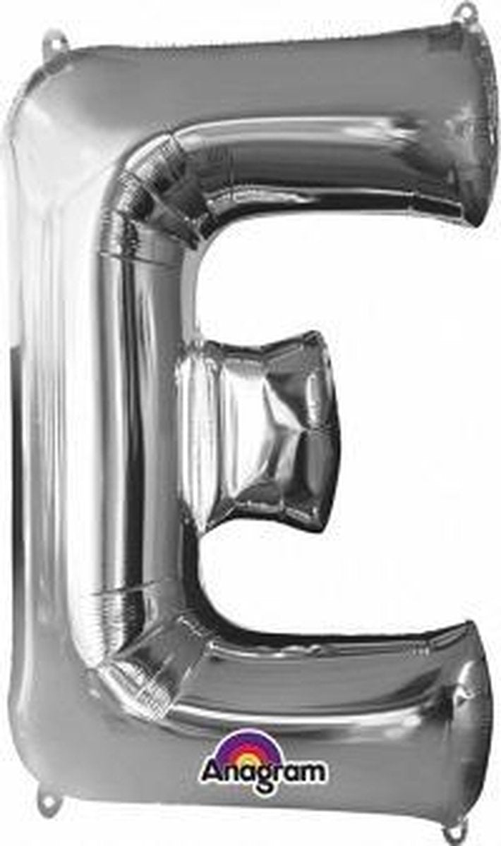 Letter E ballon zilver 86 cm